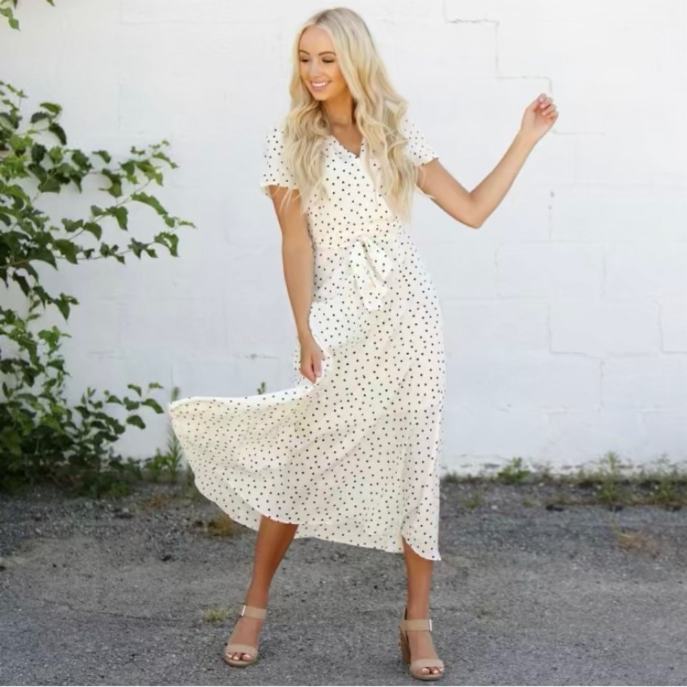 Dot Print Wrap Dress